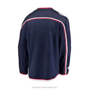 Maillot de hockey sur glace respirant personnalisé, 100 % polyester, imprimé par transfert thermique, broderie en tissu éponge, poids du tissu 220 g, pour homme - Product Image 5