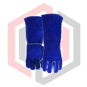 Gants de soudeur en cuir bleus, entièrement cousus, de sécurité, flexibles, respirants, résistants aux déchirures, résistants à l'usure, isolants thermiquement - Product Image 3