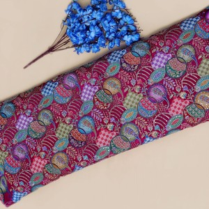 Glorious Magenta Geometric Embroidery Natural Crepe Fabric Shimmering <b>Sequin</b> Detail Material for Luxe <b>Kaftan</b> Abaya Gown - Product Image 4
