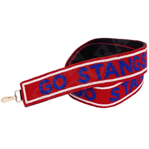 High-contrast Design Red and Blue White Beaded Fashion Game Day <b>Straps</b> Gold-tone Swivel Hooks Custom Go Stangs Style <b>Straps</b> - Product Image 1