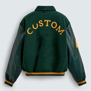 Glory Custom Varsity Jacket Mens Wool <b>Blend</b> PU Leather Sleeve Button Up Streetwear Baseball Jacket Bulk Wholesale OEM - Product Image 2