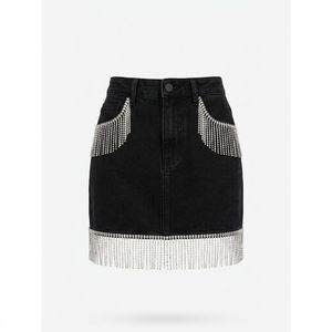 Custom womens <b>jean</b> mini skirt distressed denim <b>raw</b> <b>hem</b> OEM factory supplier for U.S. fashion retailers - Product Image 4