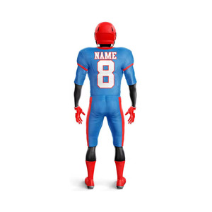 Prix de gros, qualité unique, uniforme de football américain personnalisé, ensemble maillot et pantalon sublimé bleu et rouge pour hommes - Product Image 3