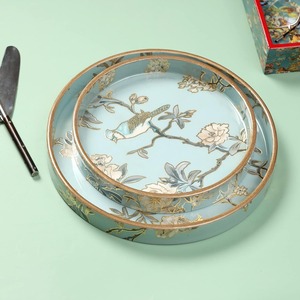 Bandejas de Almacenamiento Orientales con Diseño de Pájaros y Flores, Madera Lacada, Diseño Moderno y Lujoso, Aptas para Lavavajillas, Multifuncionales y Apilables - Product Image 1