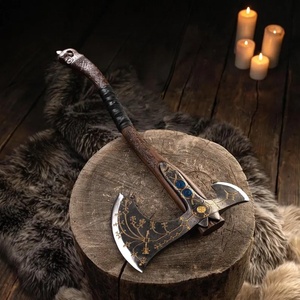 A&M Enterprises High Quality Handmade Collectible <b>Axe</b> Engraved Blade Leather-Wrapped <b>Wood</b> Outdoor Multi-function Norse Style - Product Image 1