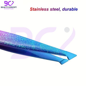 Pinzas de Depilar Profesionales de Acero Inoxidable con Punta Inclinada y Recubrimiento de Plasma Multicolor, Herramienta de Belleza de Alta Precisión para Eliminar Vello - Product Image 6