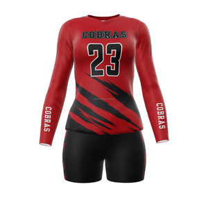 Vente en gros Ensemble de maillots de volley-ball Logo personnalisé Uniformes d'équipe pour femmes Respirant Spandex Séchage rapide Gym Vêtements de sport - Product Image 5