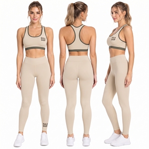 Conjunto Deportivo de 2 Piezas para Mujer: Sujetador Deportivo Racerback y Leggings Largos, Ropa de Gimnasio, Yoga, con Logotipo Impreso - Product Image 5