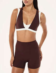 Brown And Cream <b>Racerback</b> Sports <b>Bra</b> High Support Workout Top - Product Image 6