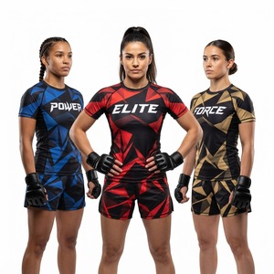 Ensemble Rash Guard et Short de Combat MMA pour Femme, Imprimé par Sublimation, Ajusté, Anti-Transpiration, Motif Guerrier Violet et Noir - Product Image 3