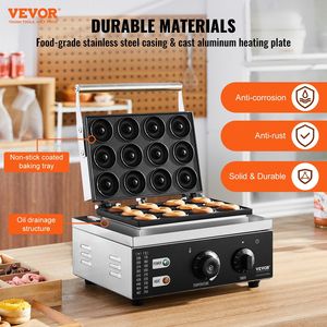 Commercial Electric Donut <b>Maker</b> 1550W Double-Sided 12-Hole Heating <b>Waffle</b> Machine with Non-Stick Surface - Product Image 2