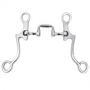 บิตม้าสแตนเลสพร้อมห่วงและข้อต่อกลางสำหรับบังเหียนฝึกม้า - Product Image 3