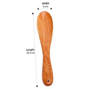Espátula de madera de Neem hecha a mano de primera calidad – Espátula de cocina de mango largo que no raya para cocinar, voltear y mezclar - Product Image 2