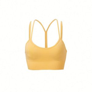<b>Women's</b> Solid Color Sporty Tank <b>Top</b> Set <b>Yellow</b> Knitted Breathable Yoga Fitness Wear - Product Image 2