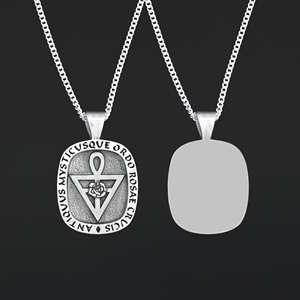 Pendentif BOJ RCJ 008 Victorien personnalisé Rosicrucien fait main en argent sterling, symbole alchimique de la Croix de la Rose, en solde à prix réduit - Product Image 5