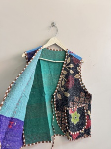 Women Vintage <b>Kantha</b> Waistcoat <b>Jacket</b> Unisex Sleeveless Cotton <b>Kantha</b> <b>Jacket</b> with Pockets Breathable Waistcoat for Women - Product Image 5