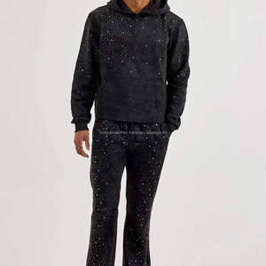 Sweat-shirts à strass, fabrication OEM, sweat-shirt en molleton de coton avec design en pierres brillantes, personnalisation de la marque disponible - Product Image 3