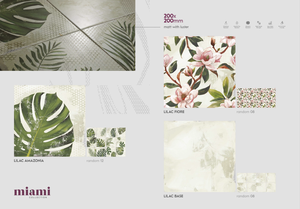 Carrelage Céramique Mat Brillant 200x200mm Lilas Amazonia Fiore Base, Collection Miami, Motif Floral Feuille Tropicale, pour Mur, Salle de Bain, Chambre, Extérieur - Product Image 4