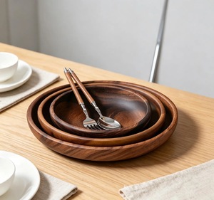 Bol à salade en bois naturel ILAHI, écologique, en bois d'acacia, style vintage, logo personnalisé, pour mariage, ustensiles de cuisine, vaisselle, en stock - Product Image 5