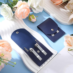 Exclusive Pocket Nail Grooming <b>Manicure</b> <b>Kits</b> with Dual Clippers Nail File Ear Pick Compact PU Leather Case for Everyday Care - Product Image 5