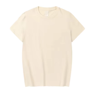 Men's Plain <b>Cream</b> Short Sleeve O-Neck <b>T</b>-<b>Shirt</b> 100% Cotton Regular Fit Casual Solid Color Knitted Jersey Blank Design - Product Image 3