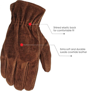 Gants de travail en cuir de vachette de haute qualité, résistants à l'abrasion, pour la conduite et la sécurité industrielle, protection personnelle - Product Image 3