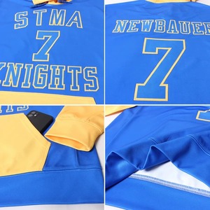 Custom Wholesale Stitched Royal <b>Gold</b> Sports Pullover Sweatshirt <b>Hoodie</b> Embroidery Fleece Breathable Outdoor Training Apparel - Product Image 5