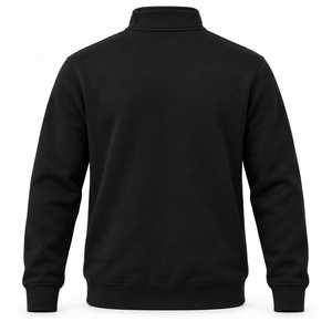 Sudadera de Forro Polar con Cierre de Cremallera de un Cuarto para Hombre, Color Negro, Corte Regular, Cuello Alto, Tejido de Punto, Ropa Casual de Otoño - Product Image 2