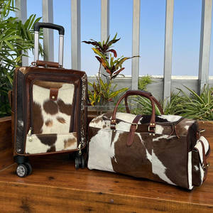 Conjuntos de bolsas de viaje de gran capacidad de piel auténtica de vaca personalizadas al por mayor, bolsas de equipaje Unisex con ruedas - Product Image 2