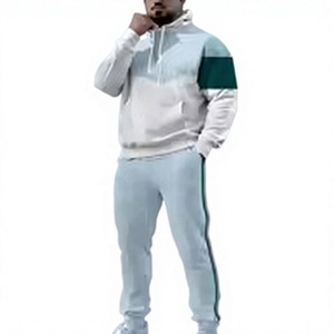 Conjunto Deportivo Informal para Hombre, Talla Grande, con Capucha y Bloques de Color, Manga Larga, Cintura Elástica, Transpirable, de Poliéster y Algodón, para Otoño - Product Image 3