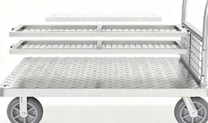 Carro de Plataforma Industrial Silencioso de Cuatro Ruedas Plegable de Acero Inoxidable con Superficie Galvanizada de Zinc, Capacidad de 500 kg, Valla Incluida para - Product Image 5