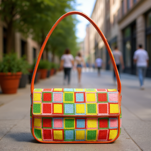 Bolsos de Mano Artesanales de Lujo de la India, Forma de Baguette, Hechos a Mano, con Cuentas de Vidrio Multicolores, Bolsos de Mano Casuales y Duraderos, Bolsos Promocionales - Product Image 3