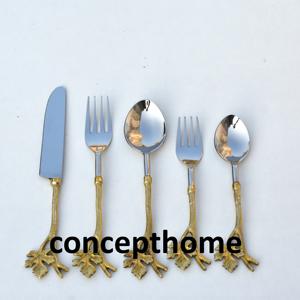 Ensemble de couverts en métal, cuillère, fourchette, couteau en acier inoxydable de qualité supérieure, pour une table élégante et une décoration de cuisine raffinée - Product Image 2