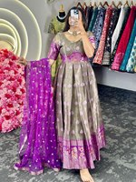 Salwar Kameez élégant en soie Georgette brodée, longueur ras du sol, pour femmes, idéal pour les fêtes et les mariages
