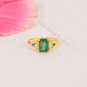 Natural Zambian <b>Emerald</b> <b>Ring</b> 925 Sterling <b>Silver</b> & Solid Gold Fine Jewelry OEM ODM Wholesale Supplier - Product Image 2
