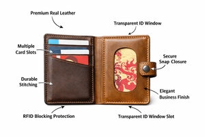 WRIZA Minimalist Slim Real Leather Business Card Holder Professional Compact <b>Wallet</b> Stylish Durable Design <b>for</b> <b>Men</b> and Women - Product Image 2