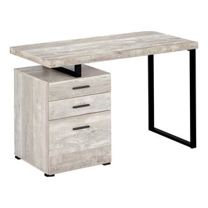 Scrivania per Computer Contemporanea 48''L in Laminato Beige con Struttura in Metallo Nero per Ufficio Domestico, Configurazione Sinistra e Destra, Cassetti Portaoggetti per Laptop - Product Image 2
