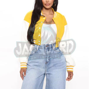 Chaqueta Varsity Corta con Cuello Alto para Mujer, Diseño Nuevo, Estilo Béisbol, Manga Larga, Moda Urbana - Product Image 1