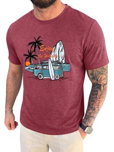 Men Casual Graphic T Shirt Vintage Palm <b>Tree</b> Print Beach Tee Wholesale Supplier - Product Image 1