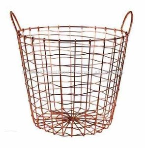 Wholesale <b>Storage</b> Type and Home Decoration Copper Antique Iron <b>Wire</b> Copper Color Metal <b>Wire</b> Mesh Laundry <b>Basket</b> with Handle - Product Image 5