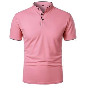 Camiseta de Punto de Manga Corta con Cuello Alto y Corte Ajustado para Hombre, Color Sólido, Estilo Casual, Largo Regular - Product Image 4