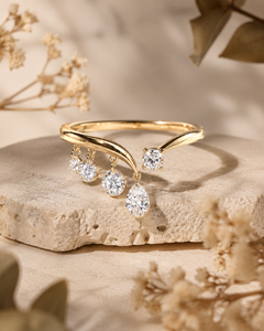 แหวนทองคำขาว 14K หรูหราแบบขายส่ง แหวนเพชรโมอิสซาไนต์แบบเปิด แหวนเพชรแบบสั่งทำได้ รับผลิตแบบ OEM ODM - Product Image 3
