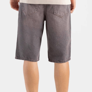 Pantalones Cortos Grises para Hombre, Cintura Media, Cierre Frontal con Cremallera, Logotipo, Estilo Casual, Lavado, Color Sólido, Tela Vaquera Transpirable - Product Image 6