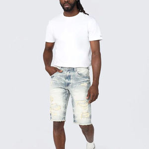 Shorts en jean pour hommes, nouvelle collection été, haute qualité, décontracté, style vintage urbain, délavage clair, confortable, respirant, coupe droite - Product Image 2
