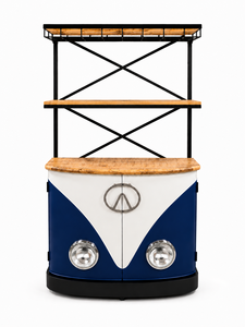 Vintage VW Style Bar Cabinet Wooden Wine Rack Metal Frame Beverage Storage for Hotel Living Room - Product Image 5
