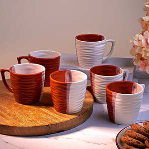 Vibrant Wavy Textured Ceramic <b>Tea</b> <b>Cup</b> <b>Set</b> of 6 - Product Image 4