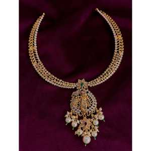 Sangeetha Jewellers 92,5 Conjunto de joyería fina de plata Nakshi Kante Collar con piedras CZ 45,3G - Product Image 2