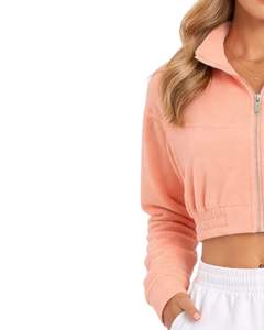 Veste polaire courte zippée personnalisée pour femme, légère, sportive, décontractée, chaude pour l'hiver, avec logo personnalisé, fournisseur OEM - Product Image 3