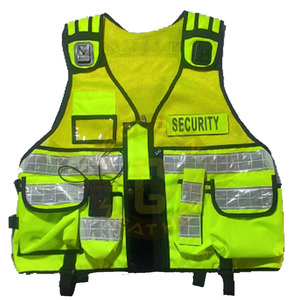 Veste de sécurité réfléchissante haute visibilité Golden Weather multi-poches 100% polyester respirant avec fermeture éclair frontale tactique - Product Image 5