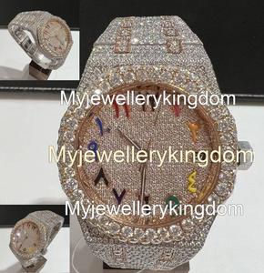 Reloj de Lujo con Diamantes Moissanite VVS de Alta Demanda, Esfera Arcoíris Árabe, Totalmente Adornado con Piedras, Estilo Hip-Hop, Movimiento Automático para Profesionales - Product Image 5